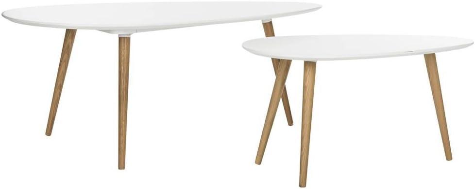 Saffron Split Coffee Table - White/Oak - Safavieh