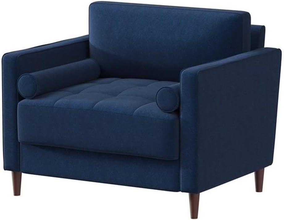 LifeStyle Solutions Jareth King Chair in Navy Blue Fabric Upholstery