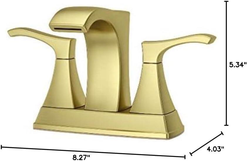 Brushed Gold Double Handle High Arc Bathroom Faucet