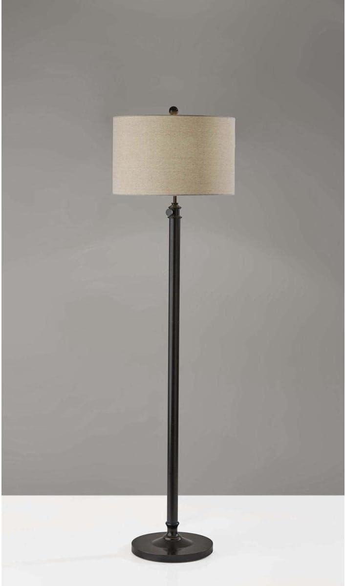 Adesso Barton Floor Lamp Antique Bronze Oatmeal Linen