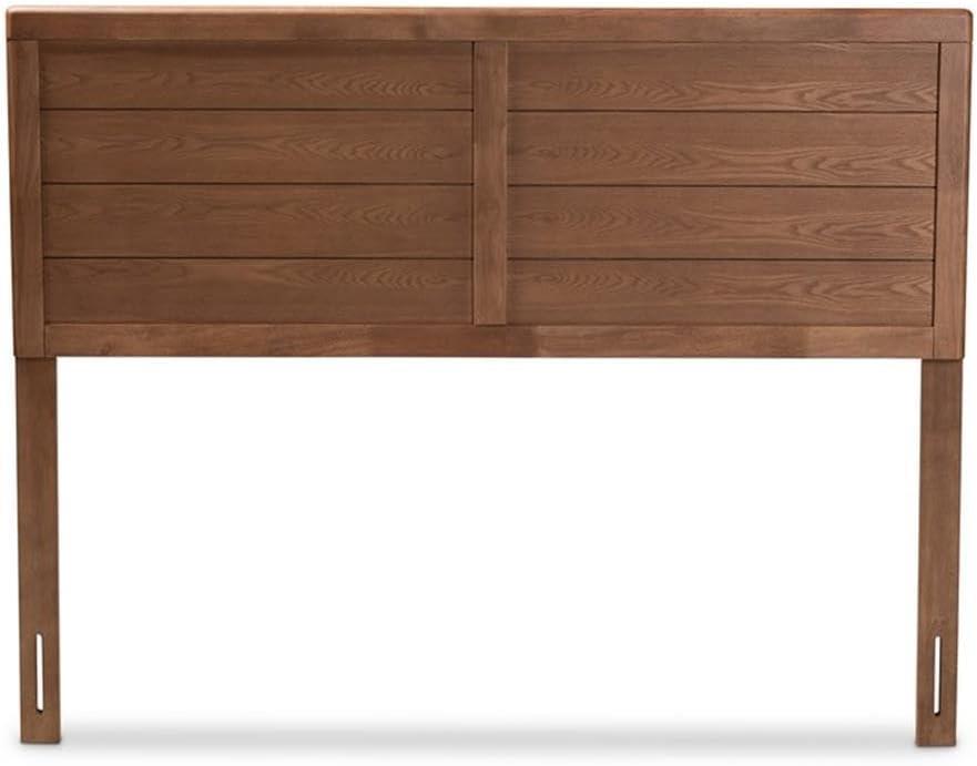 Baxton Studio Queen Seren Walnut Finished Wood Headboard Brown: Rubberwood Frame, No Box Spring Needed