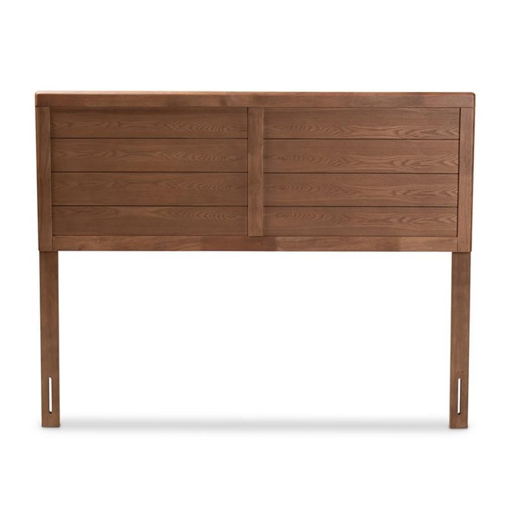 Baxton Studio Queen Seren Walnut Finished Wood Headboard Brown: Rubberwood Frame, No Box Spring Needed