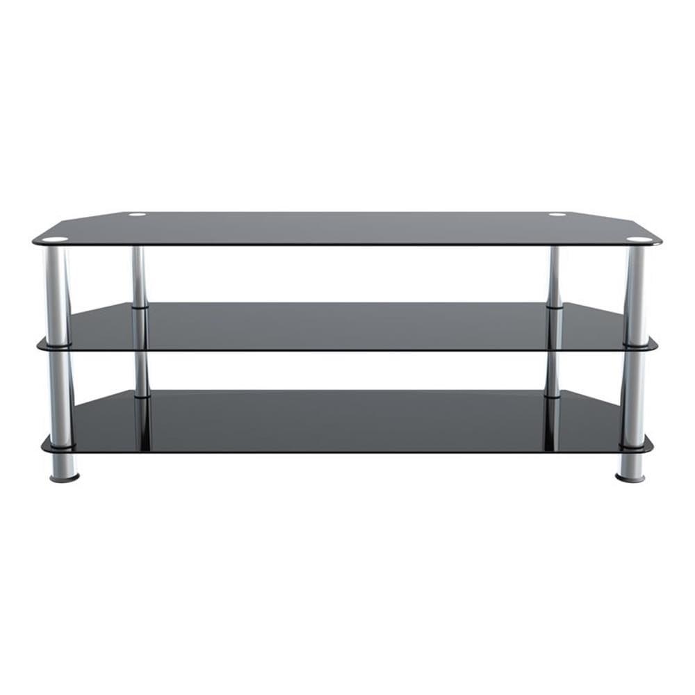 AVF Transitional Steel and Glass TV Stand for up to 60" TVs in Black/Chrome