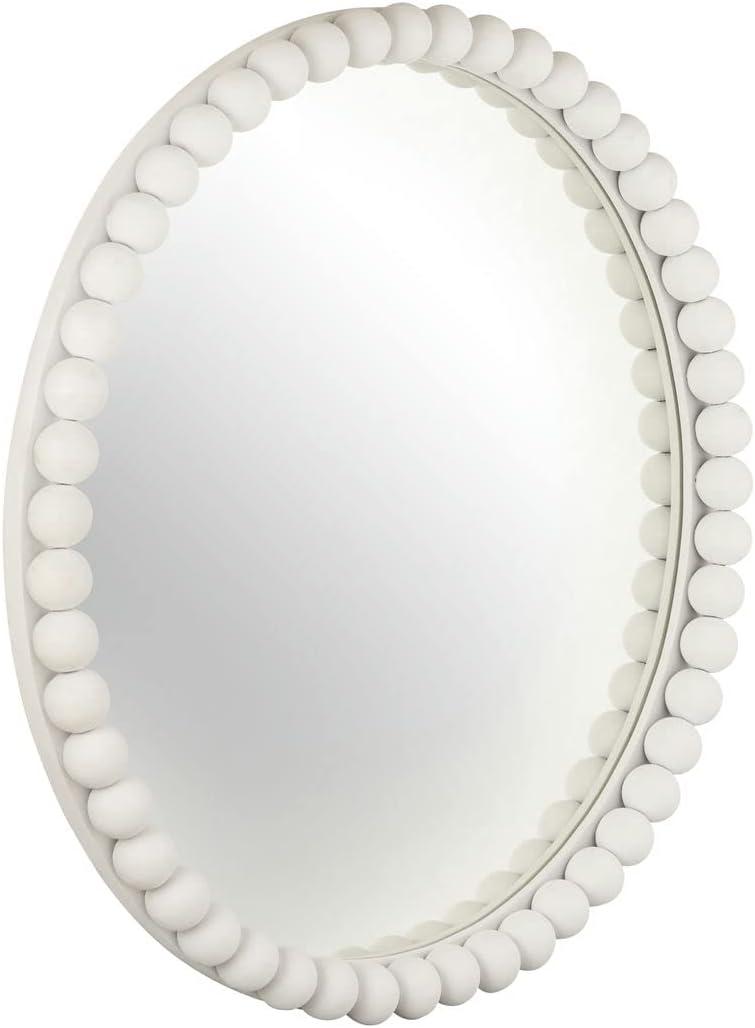 TOV Furniture Baria White Wood Frame Wall Mounted Round Mirror