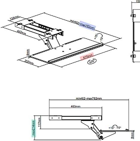 Adjustable Black Steel and Plastic Under-Desk Keyboard Tray