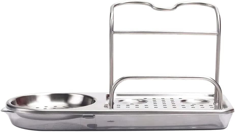 Compact Stainless Steel Kitchen Sink Organizer with Drip Tray