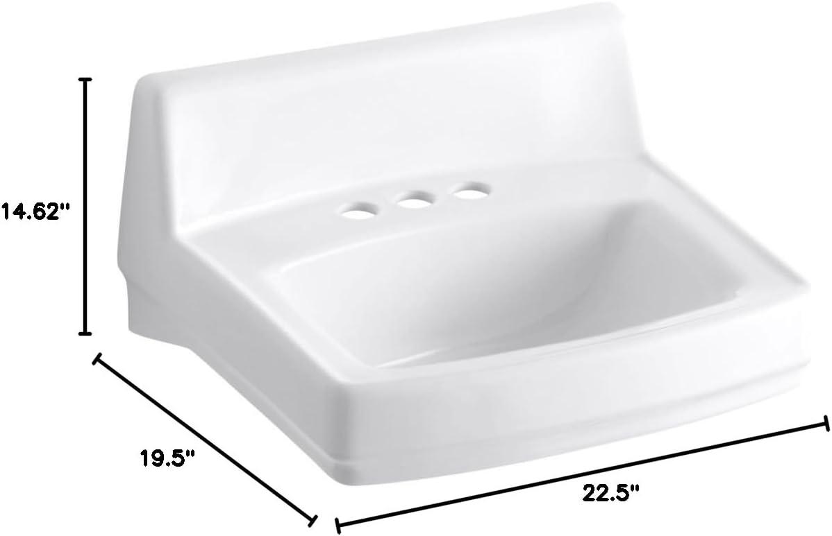 Greenwich Vitreous China Rectangular Wall Mount Bathroom Sink with Overflow