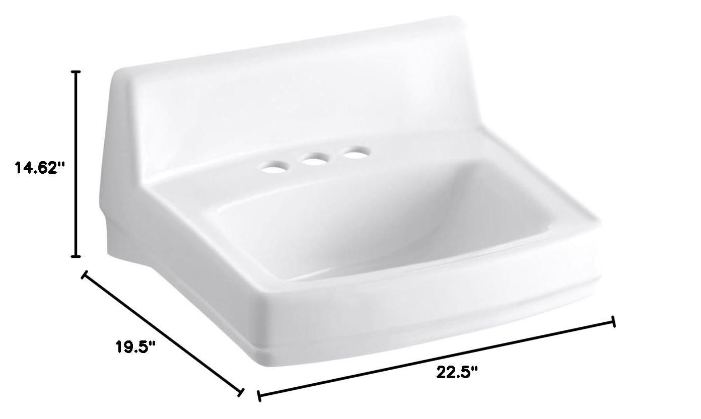 Greenwich Vitreous China Rectangular Wall Mount Bathroom Sink with Overflow