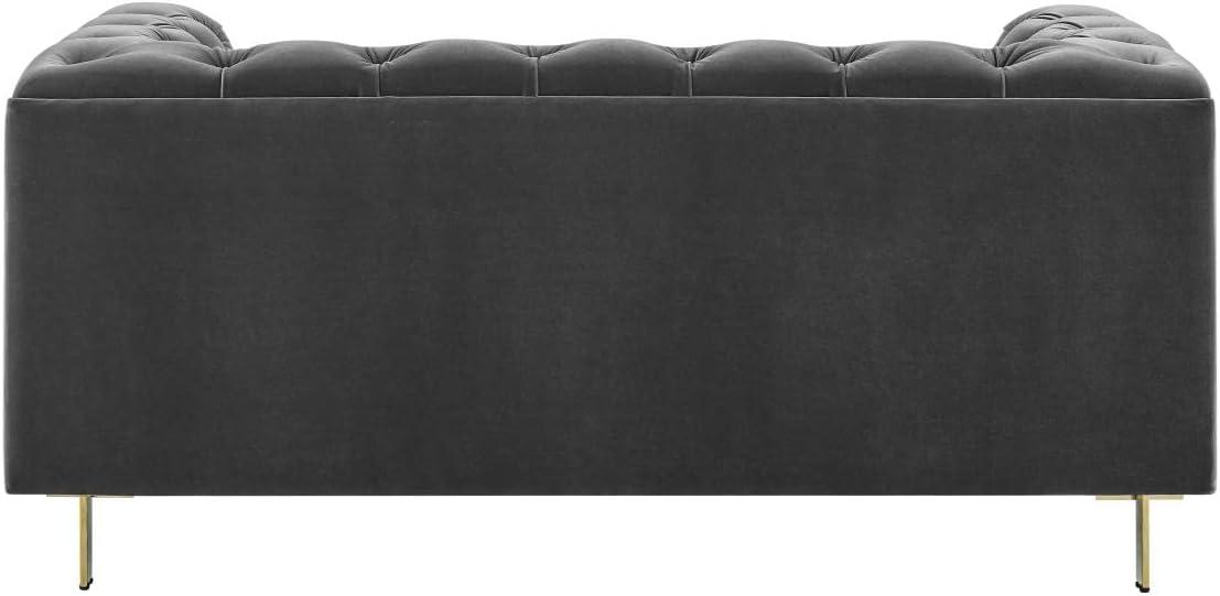 Charlene 66'' Gray Velvet Tufted Chesterfield Loveseat