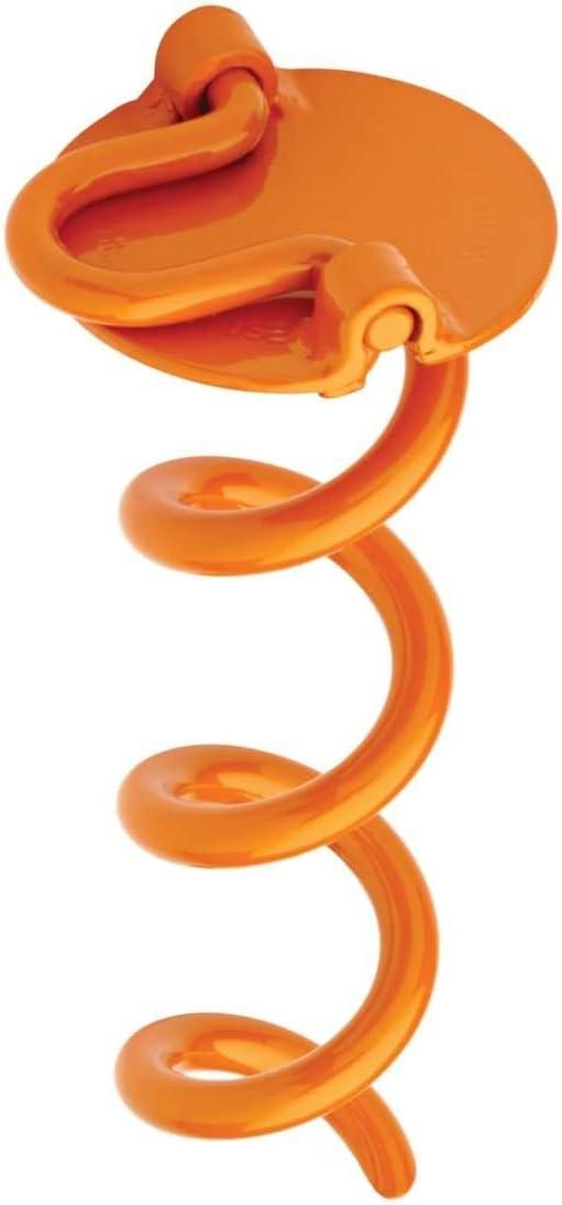 8-Inch Orange Steel Spiral Ground Anchor with Folding Ring