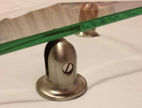 Clear Tempered Glass Corner Shelf with Satin Nickel Brackets