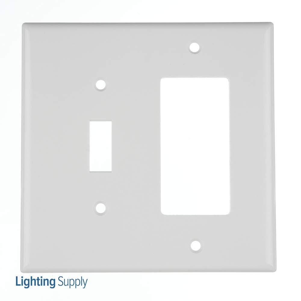 Leviton 80605-W White Midway Two Gang Combination Toggle Switch Decora Wall Plate