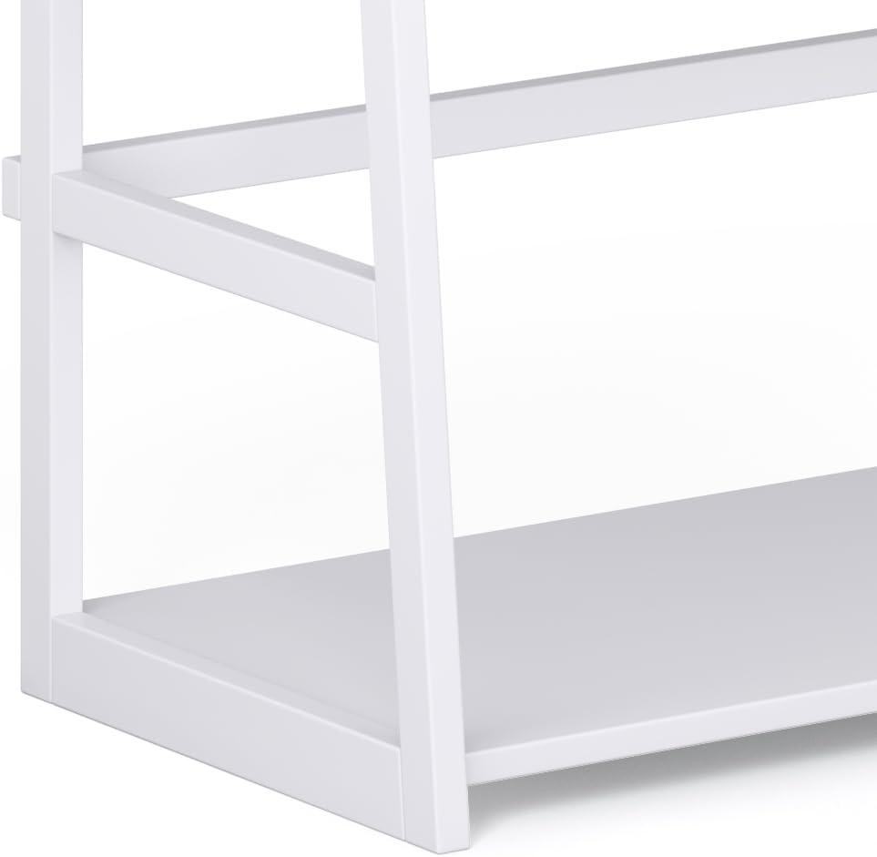 Simpli Home Acadian Ladder Shelf Bookcase in White