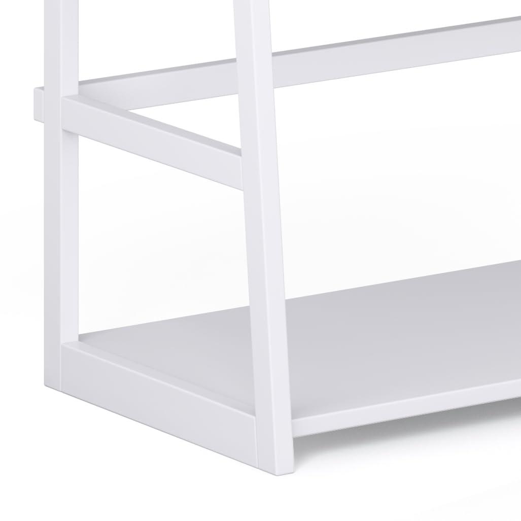 Simpli Home Acadian Ladder Shelf Bookcase in White
