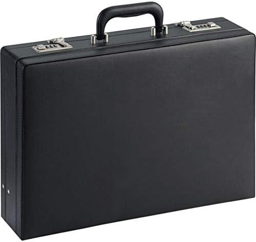 Expandable Black Vinyl Attache Case with Dual Locks - 17.5'' W