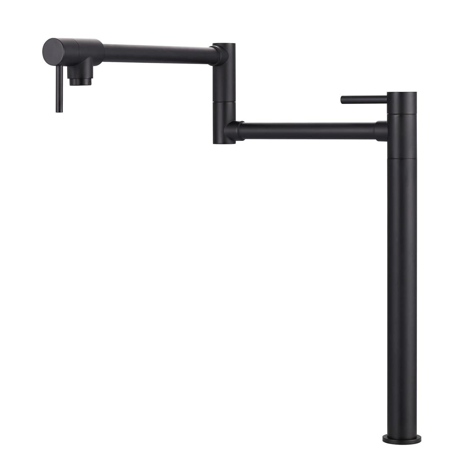 Pot Filler Faucet Wall Mount Kitchen Sink Faucet Stove Pot Filling Faucet with Double Joint Swing Arms Folding Faucet, Solid Brass Material, Lead-Free, Single Hole, Brushed Gold