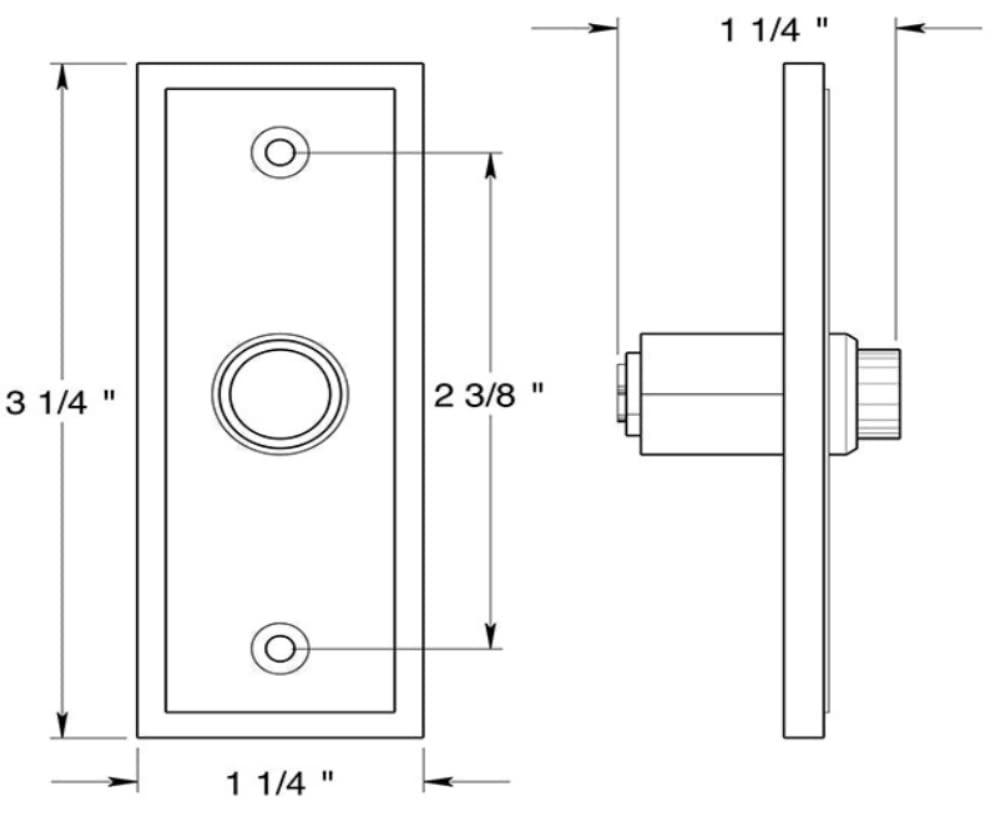 Deltana Bbs333 3-1/4" X 1-1/4" Solid Brass Contemporary Rectangular Bell Button - Brass