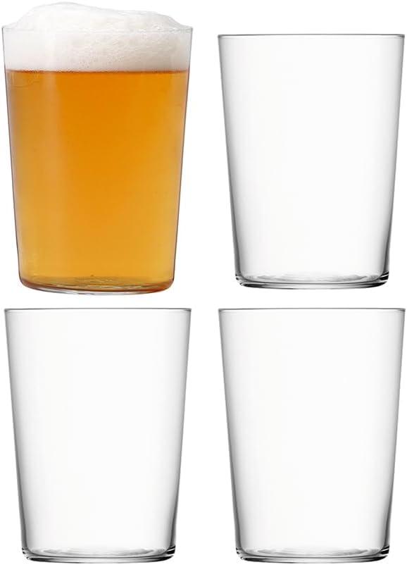 Clear Stackable Large Glass Tumblers Set of 4