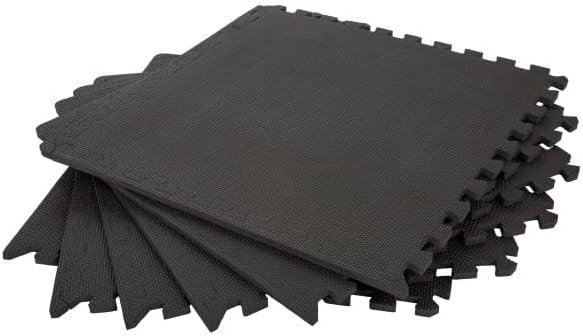 Black Interlocking EVA Foam Floor Tiles for Home Gym, Set of 6