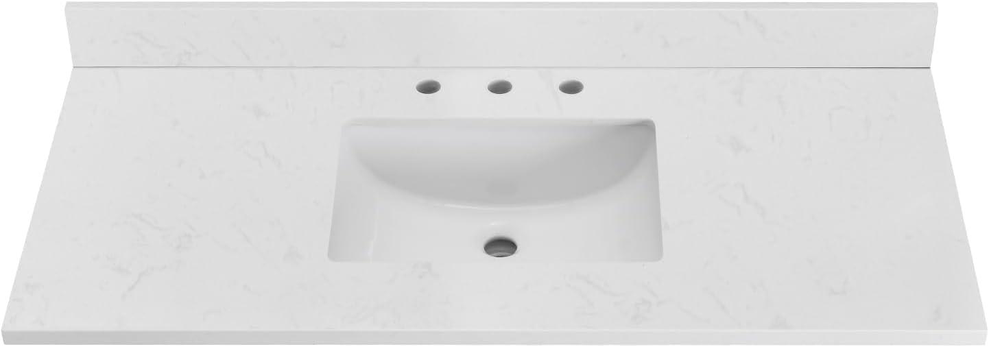 48" White Engineered Stone Vanity Top with Center Sink