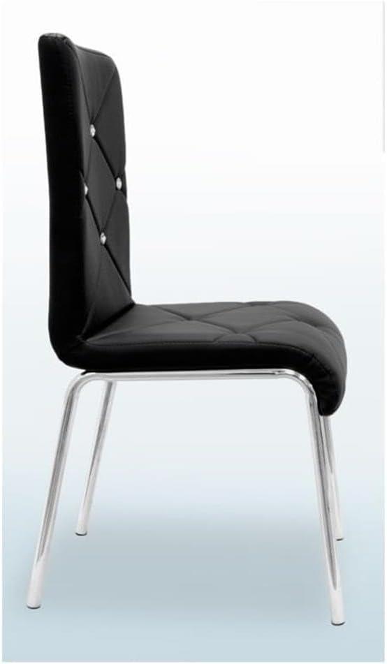 Best Master Faux Leather and Chrome Dining Side Chair in Black (Set of 4)