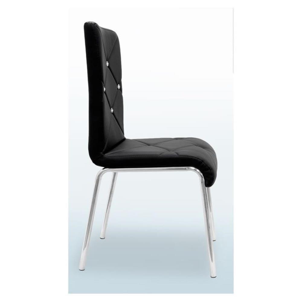 Best Master Faux Leather and Chrome Dining Side Chair in Black (Set of 4)