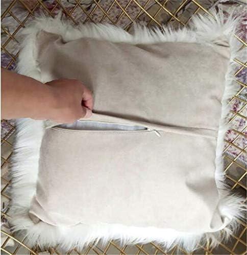 Luxury Long Faux Fur Throw Pillow Case Super Soft Plush Cushion Cover Deluxe Home Sofa Bed Car Party Decorative 18 x 18 Inch (Yellow)