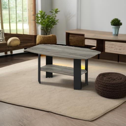 Furinno Engineered Wood Simple Design Coffee Table in French Oak Gray/Black