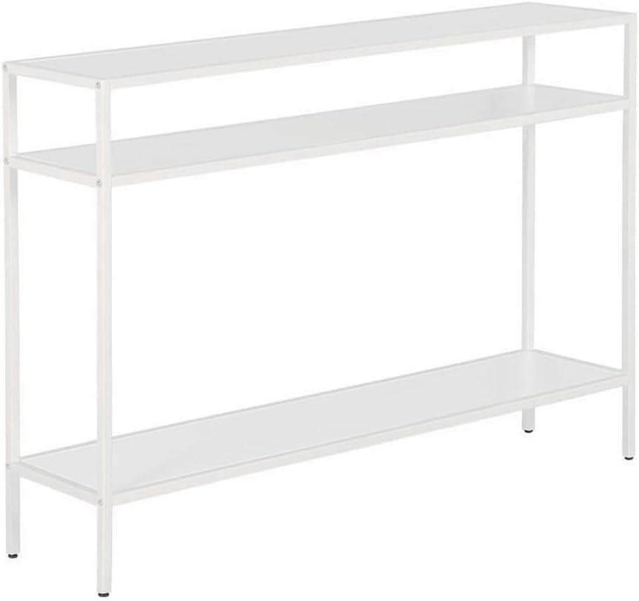 42 Inches Matte White Metal Console Table - Henn&Hart