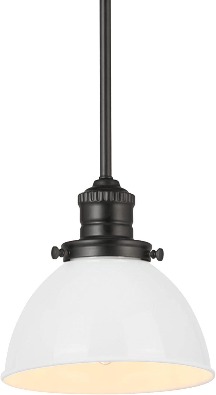 Design House 588327 Savannah Farmhouse 1-Light Indoor Pendant Dimmable White Metal Shade for Kitchen island barDining Room, Matte Black