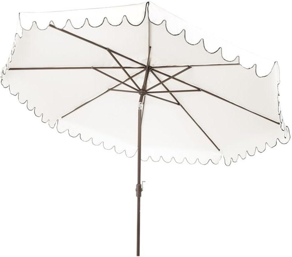 Venice 11Ft Round Crank Umbrella - PAT8110 - Ivory/Black - Safavieh