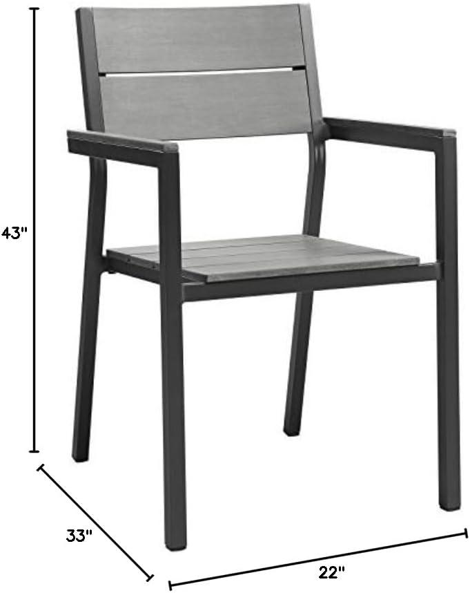 Modway Maine Aluminum Outdoor Patio Two Arm Chairs