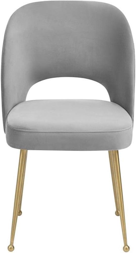 TOV Furniture Swell Light Grey Velvet Dining Chair with Gold Legs