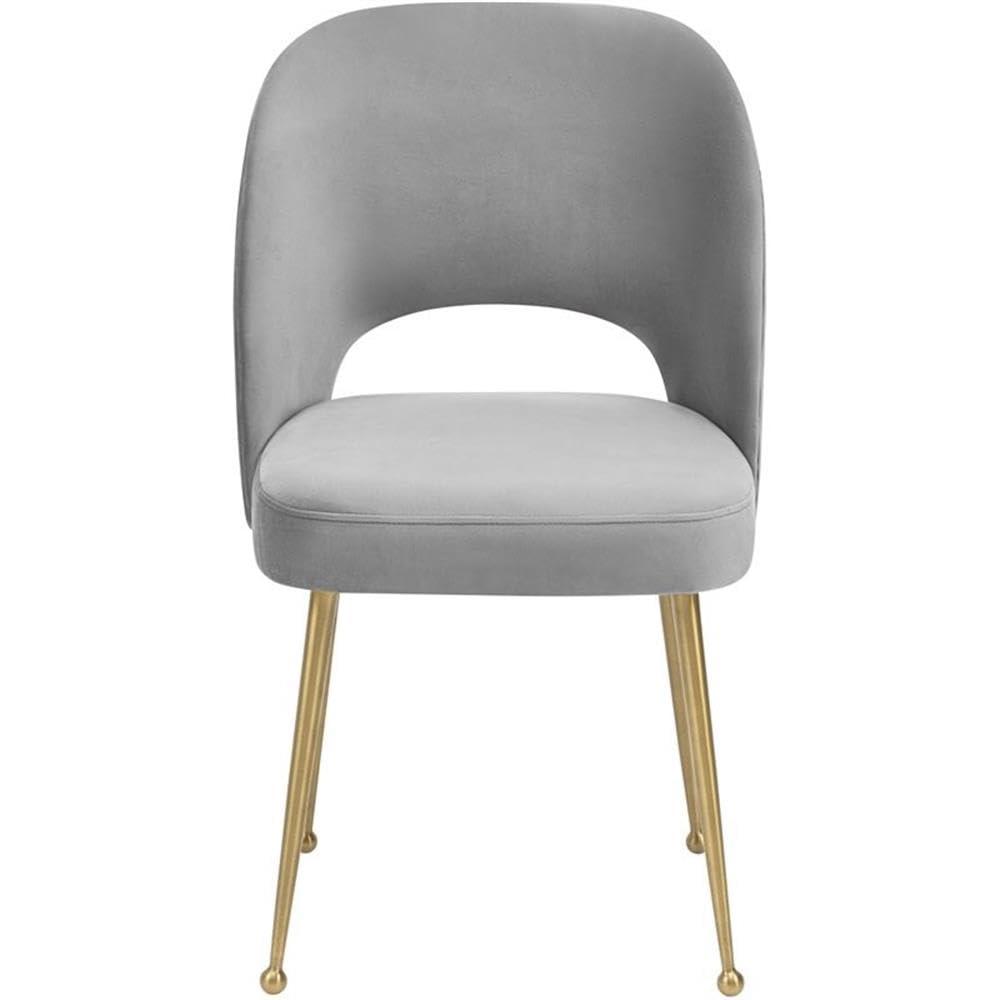 TOV Furniture Swell Light Grey Velvet Dining Chair with Gold Legs