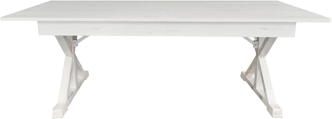 Flash Furniture Eternity Rectangular Solid Pine Farm Dining Table with Folding X-Style Legs