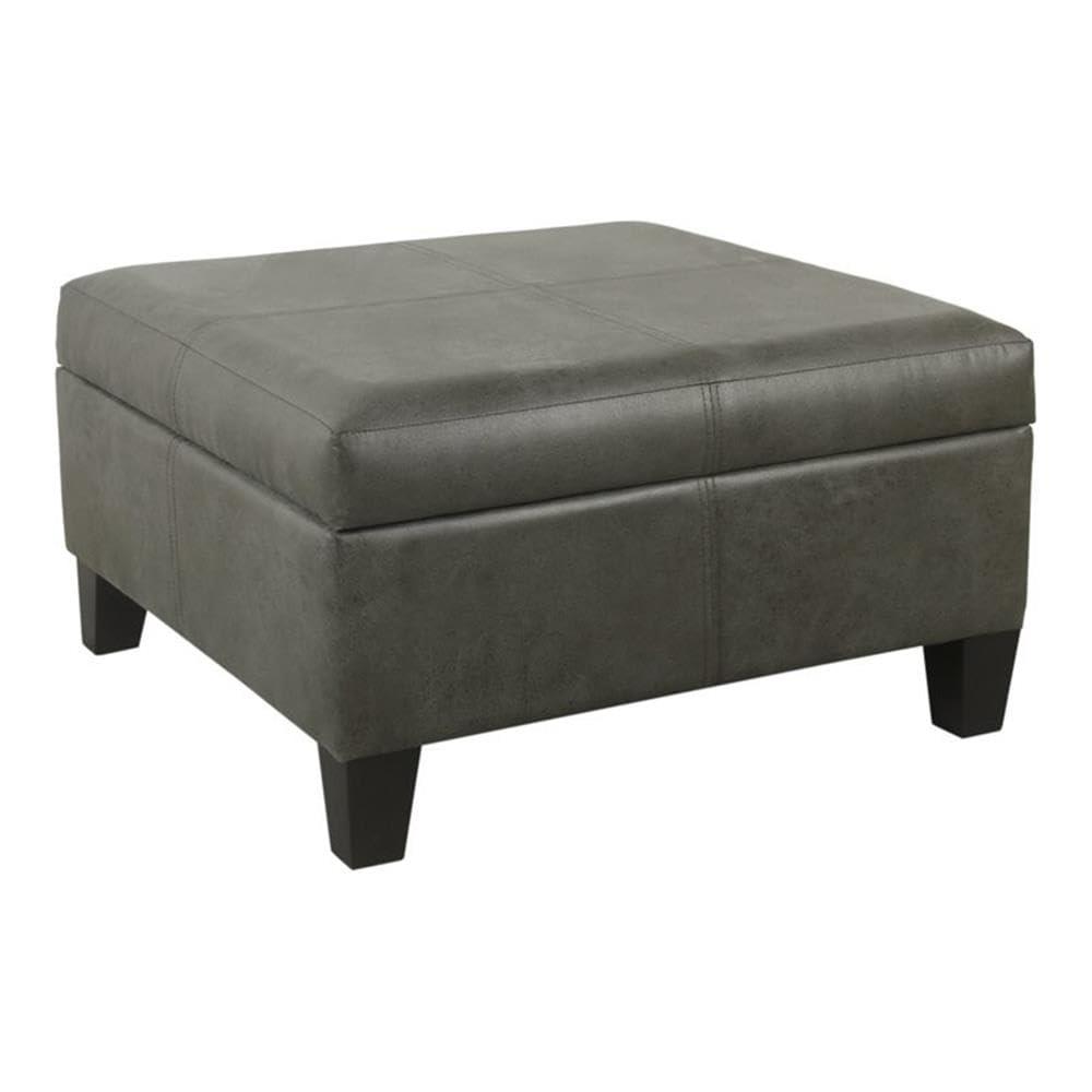 Luxury Large Square Storage Ottoman with Lid - HomePop: Faux Leather, Seating & Rosewood Legs
