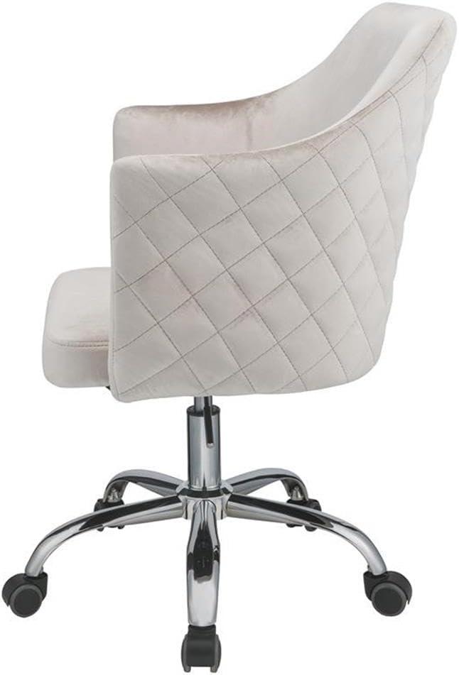 Cosgair Office Chair Champagne Velvet/Chrome - Acme Furniture: Swivel, Adjustable Height, Metal Frame