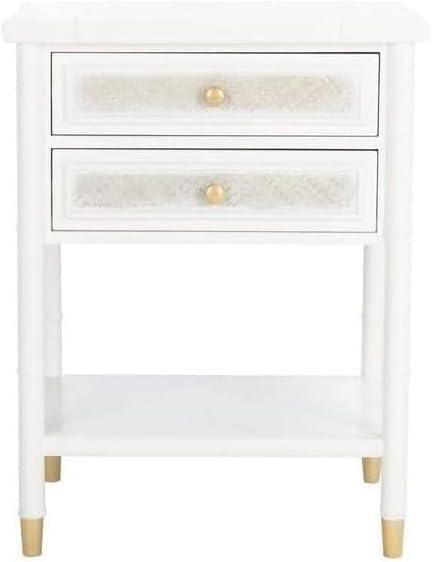 SAFAVIEH Ahab Amish White/Gold Rectangle Wood Storage End Table (20.5 in. W x 18 in. D x 26.5 in. H)