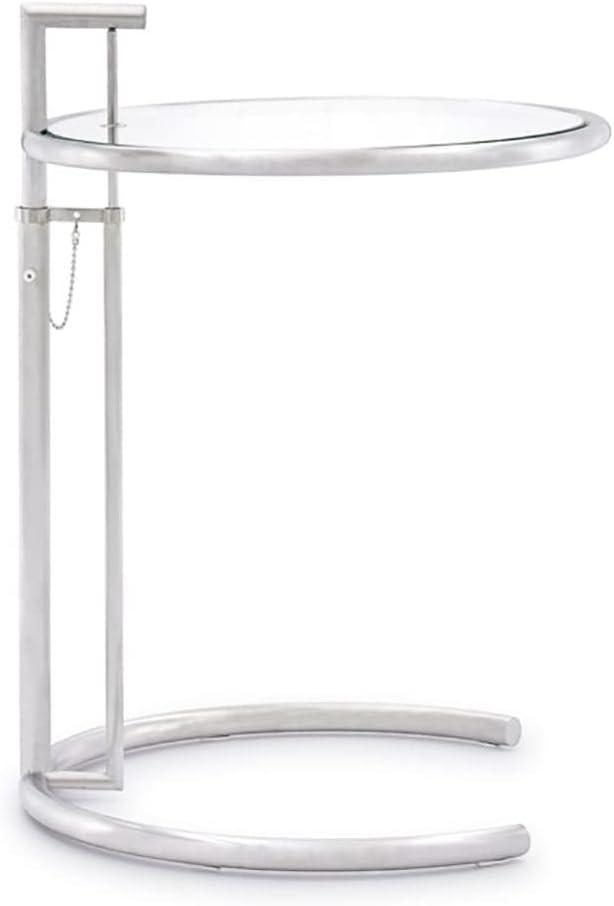 Adjustable Round Clear Glass and Metal Side Table