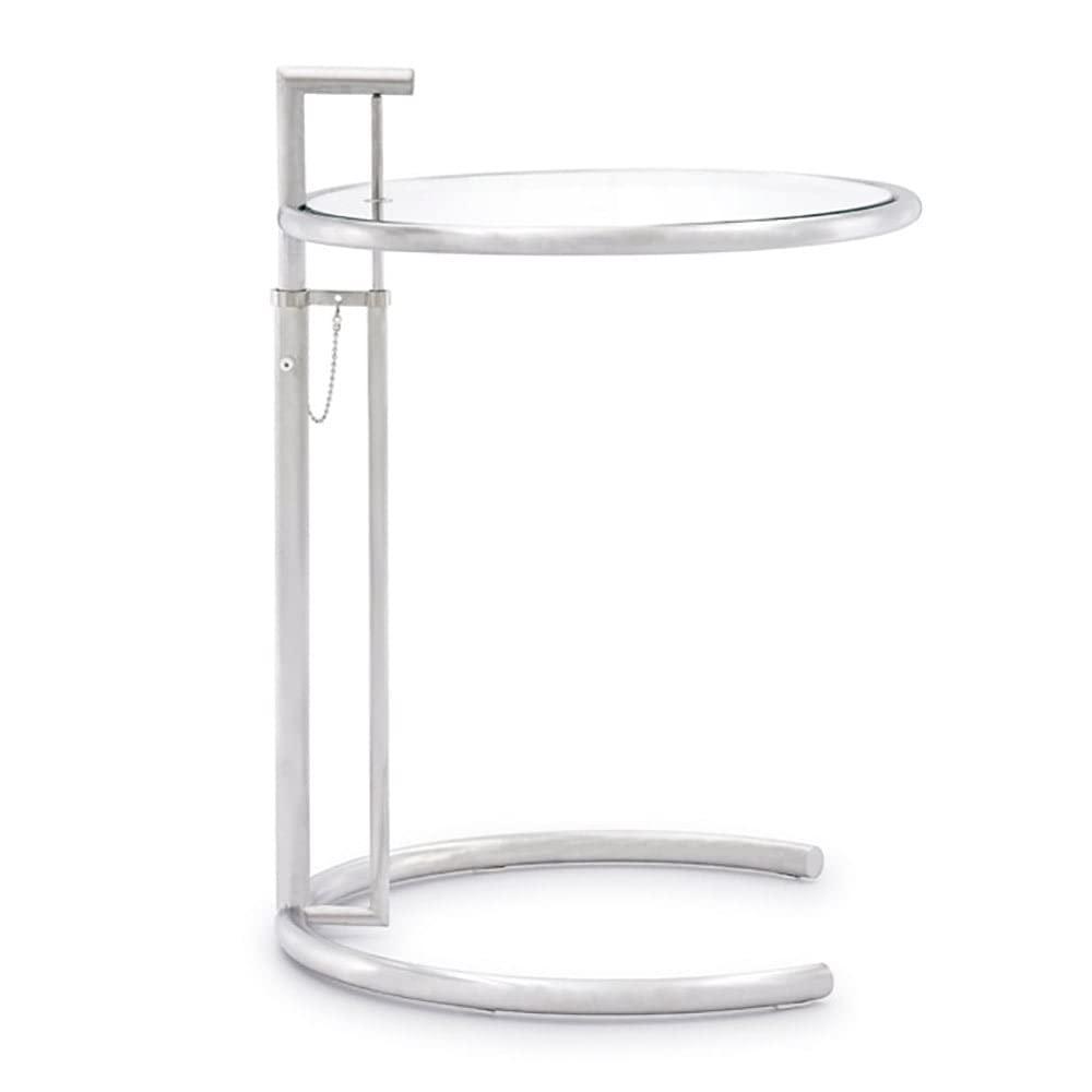 ZURI Furniture Modern Aileen Side Table Clear Tempered Glass Top Brushed Stainless Steel Base