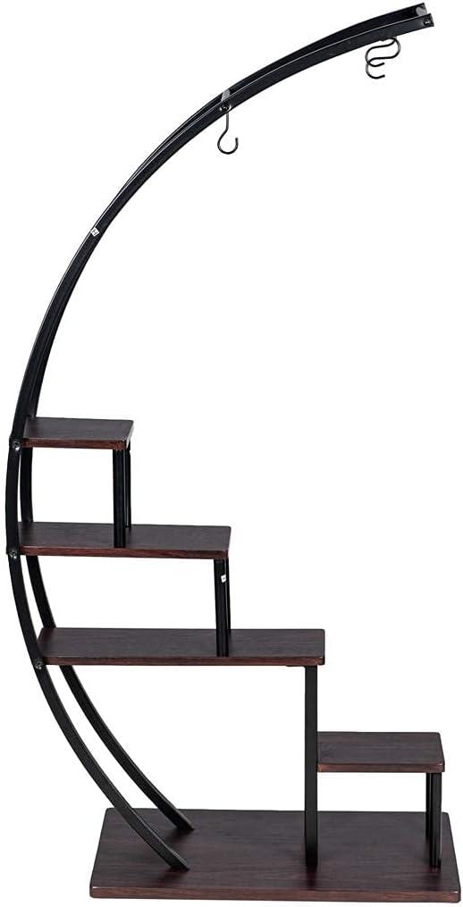 5 Tier Metal Plant Stand Indoor Curved Display Book Shelf Storage