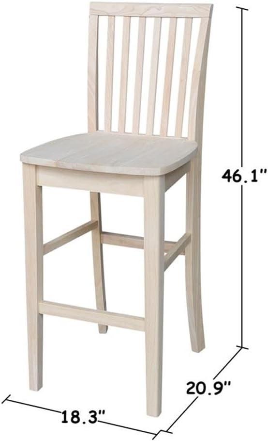 Mission Slat Back Counter Height Barstool Unfinished - International Concepts