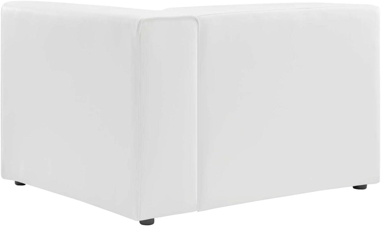Modway Mingle Vegan Leather Right Armchair White: Modern Faux Leather, No Assembly, Wood Frame