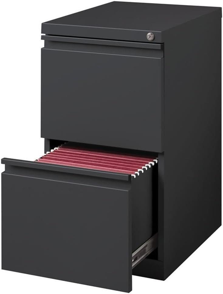 Hirsh 20" Deep Mobile Pedestal File Cabinet 2 Drawer File-File, Letter Width, Charcoal