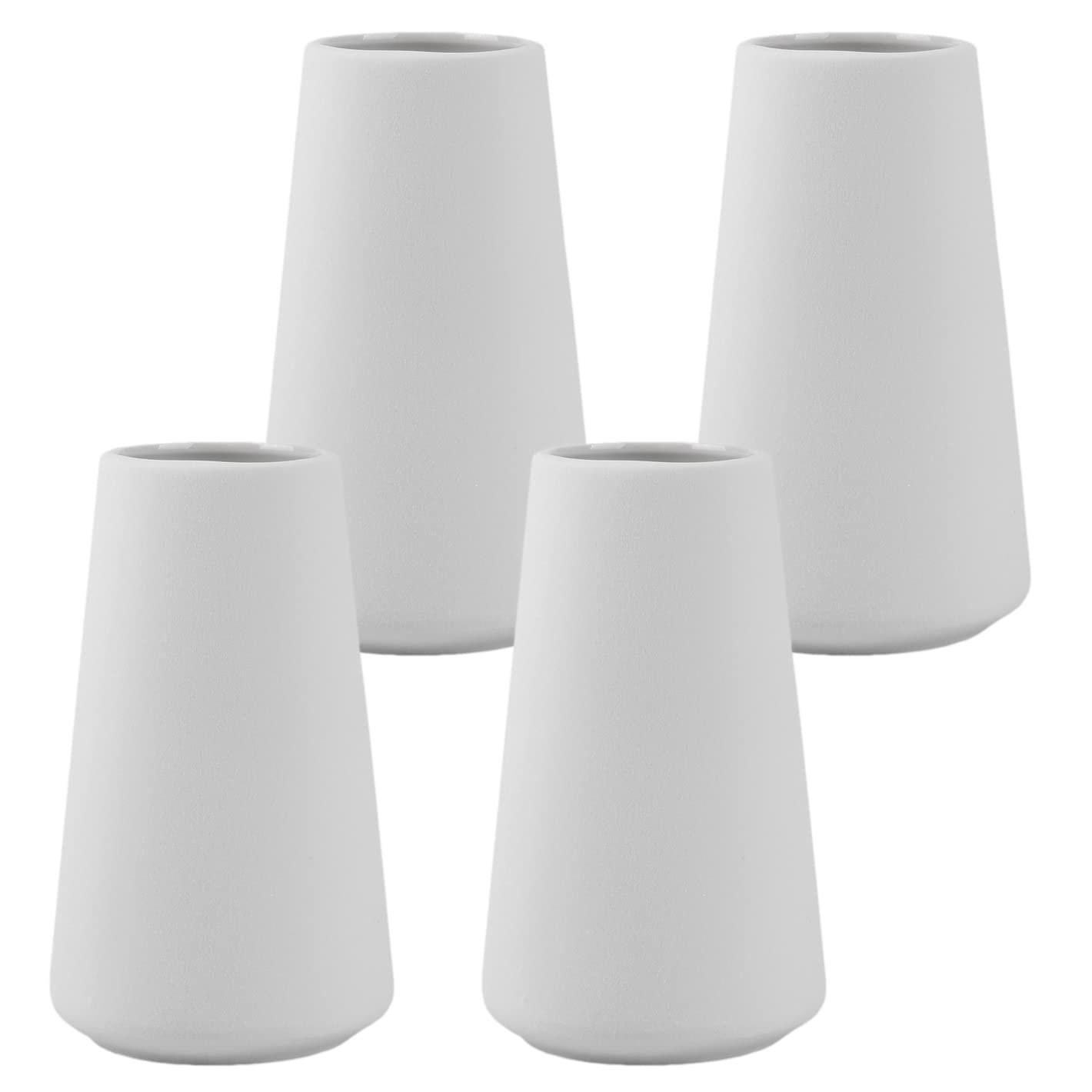 Simple Vase for Flowers Plants, Matte Vases for Modern Table Shelf Home Decor Wedding Boho Decor, 6" H Frosted Elegant Ceramic Vase for Pampas Grass Fluffy Stem Bouquet Lavender Flowers (White, 1)