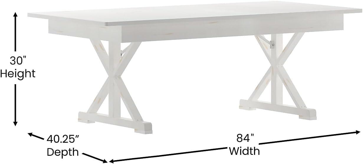 Flash Furniture Eternity Rectangular Solid Pine Farm Dining Table with Folding X-Style Legs