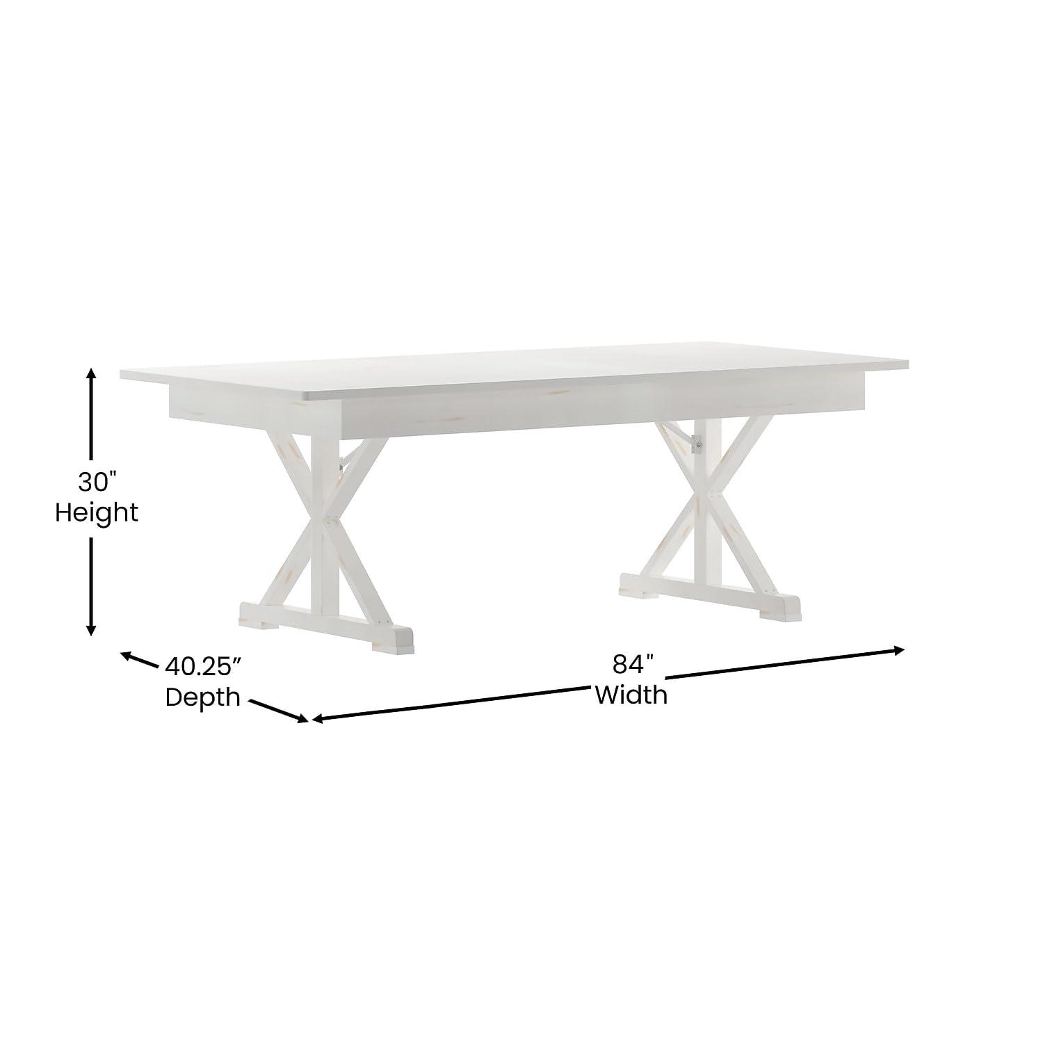 Flash Furniture Eternity Rectangular Solid Pine Farm Dining Table with Folding X-Style Legs
