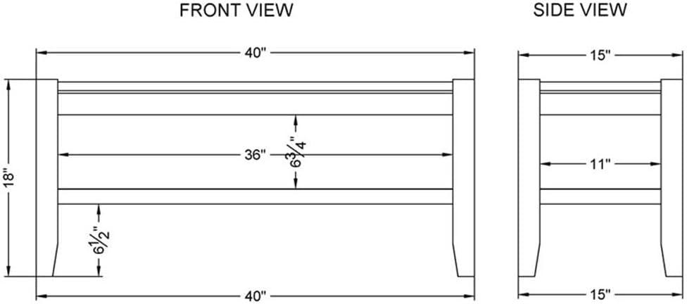 Alaterre Newport 40" Wood Bench with Rush Seat