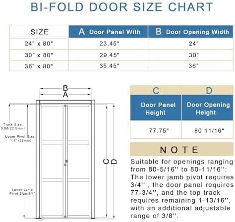 White 24'' x 80'' MDF Bi-Fold Door with Frosted Glass