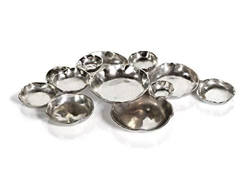 Cluster of 12 Silver Metal Serving Bowls with Nickel Base